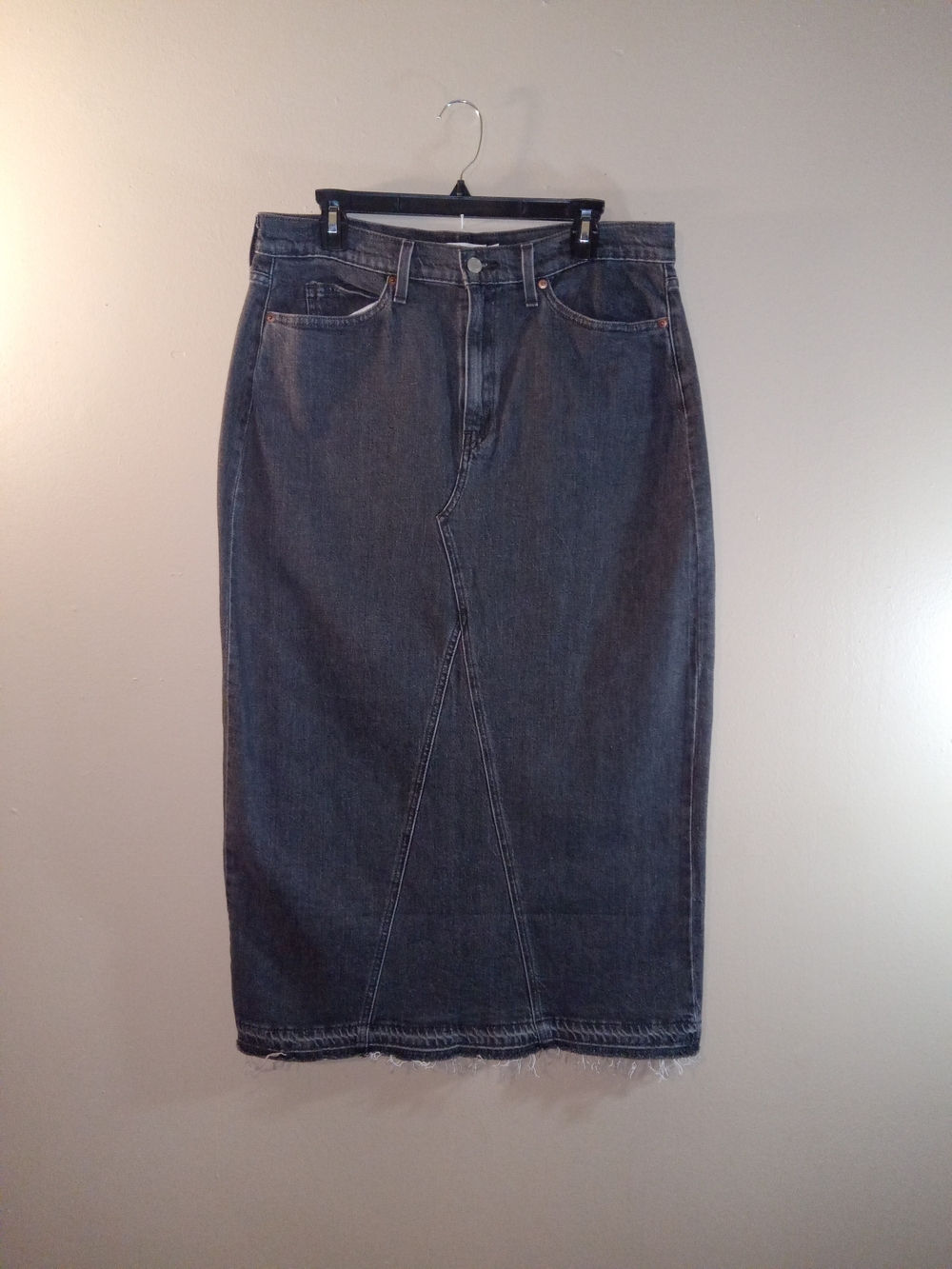 Signature by Levi Strauss Dark Gray Denim Midi Pencil Skirt